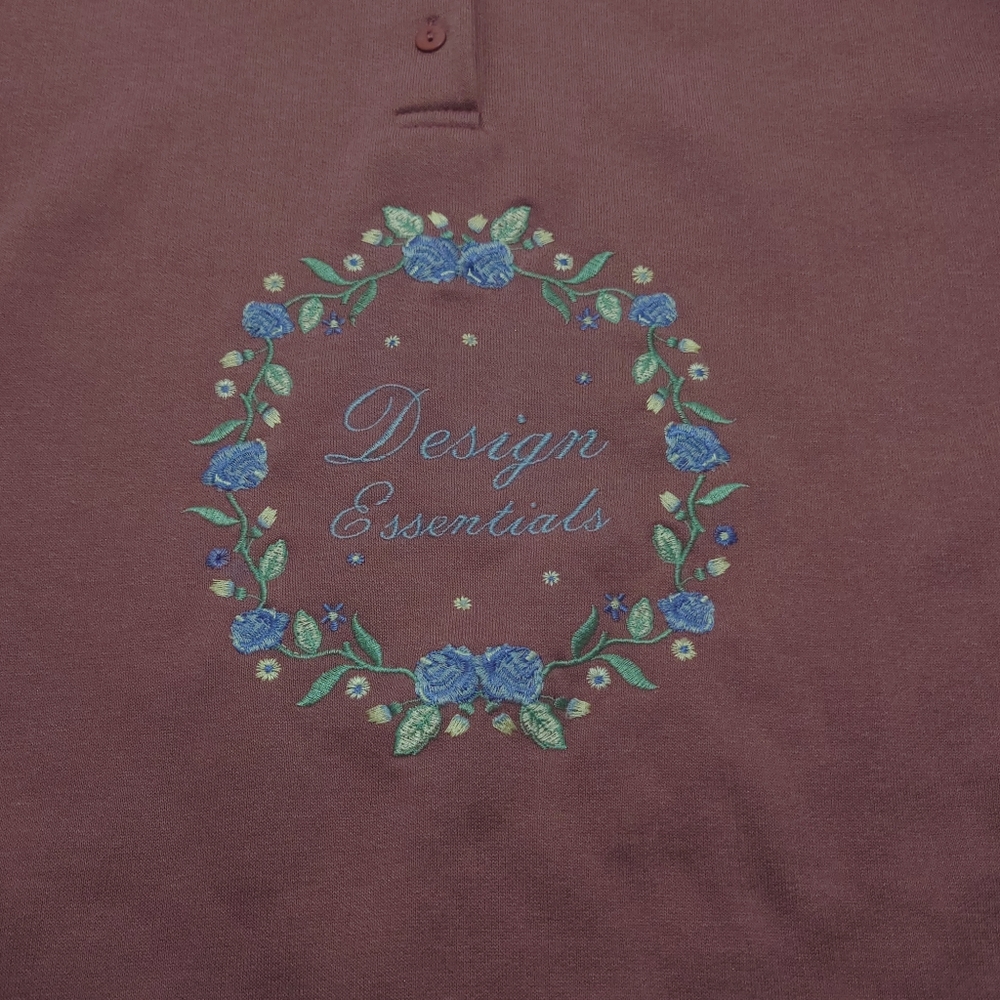 Vintage 80s Sweatshirt Jumper Women's Small Pink Embroidered Cottagecore Floral - Picture 2 of 12
